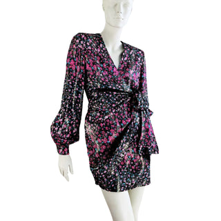 Metallic Silk Lamé Wrap Dress, Fall 2018, NWT