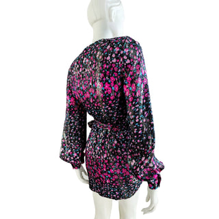 Metallic Silk Lamé Wrap Dress, Fall 2018, NWT