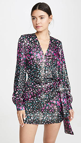 Metallic Silk Lamé Wrap Dress, Fall 2018, NWT
